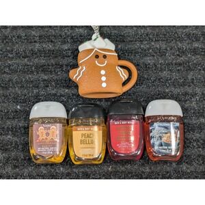 Bath & Body Works PocketBac Hand Sanitizer Lot 4 + Gingerbread Holder 1oz